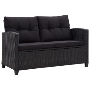 2-osobowa sofa ogrodowa z poduszkami, czarna, 124