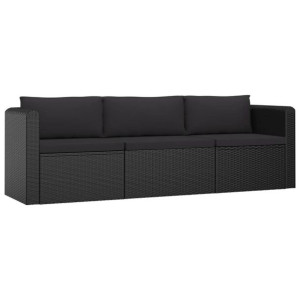 3-częściowa sofa ogrodowa, poduszki, rattan PE, cz