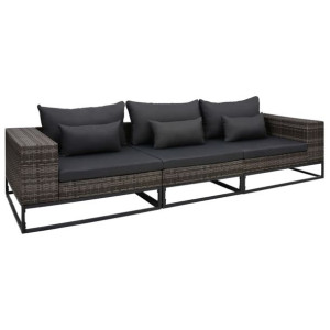3-częściowa sofa do ogrodu, z poduszkami, poliratt