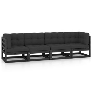 4-osobowa sofa ogrodowa z poduszkami, lite drewno
