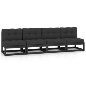 4-osobowa sofa ogrodowa z poduszkami, lite drewno