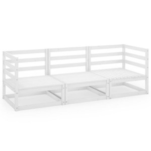 3-osobowa sofa ogrodowa, biała, lite drewno sosnow