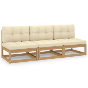 3-osobowa sofa z poduszkami, lite drewno sosnowe