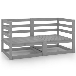 2-osobowa sofa ogrodowa, szara, lite drewno sosnow