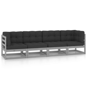 4-osobowa sofa ogrodowa z poduszkami, lite drewno