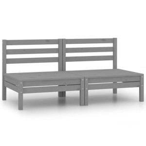 2-osobowa sofa ogrodowa, szara, lite drewno sosnow