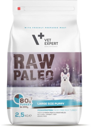 VetExpert RAW PALEO PUPPY LARGE SIZE 2,5kg TURKEY - Sucha Karma z indykiem
