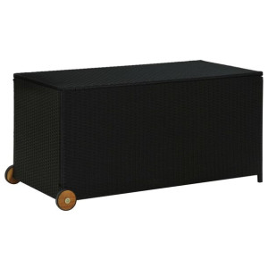 Skrzynia ogrodowa, czarna, 120x65x61 cm, rattan PE