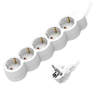 Przedłużacz 5-krotny 2P+Z (schuko), 5m H05VV-F 3x1,0mm?, Imax 10A, biały
