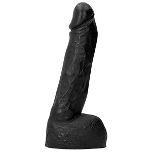 All Black 22 cm - Realistyczne dildo z jądrami, Czarne TPR