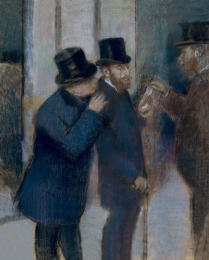 Portraits at the Stock Exchange, Edgar Degas - pla