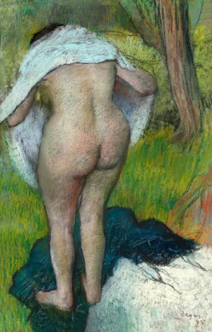Girl Drying Herself, Edgar Degas - plakat 50x70 cm