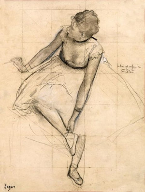 Dancer Adjusting Her Slipper, Edgar Degas - plakat