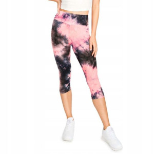 XL Legginsy damskie getry 3/4 różowe YOCLUB