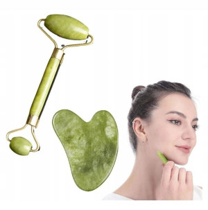 Masażer Do Twarzy+ Kamień Jadeitowy Gua Sha Zestaw