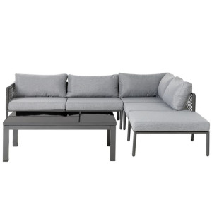 Zestaw ogrodowy aluminiowy 6-osobowy szary FORANO
