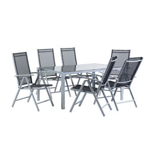 Zestaw ogrodowy 6-osobowy czarny aluminiowy CATANI