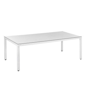Stół ogrodowy z technorattanu 220 x 100 cm biały I