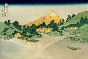 Hokusai, The Fuji Reflects in Lake Kawaguchi Seen