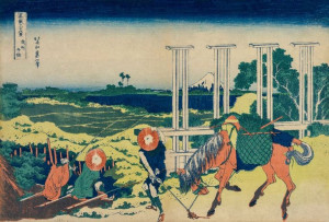 Hokusai, The Weir at Senju in Musashi Province - p