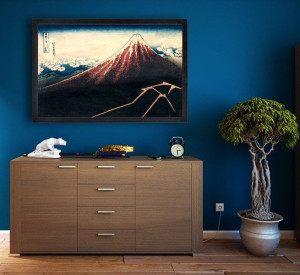 Hokusai, Rain Below the Mountain - plakat 91,5x61