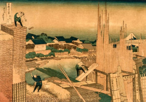 Hokusai, Lumber Yard - plakat 60x40 cm