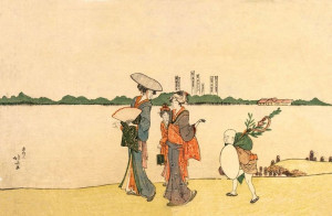 Hokusai, Women and Children Walking Along the Sumi