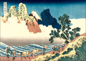 Back View of Fuji from the Minobu River, Hokusai -