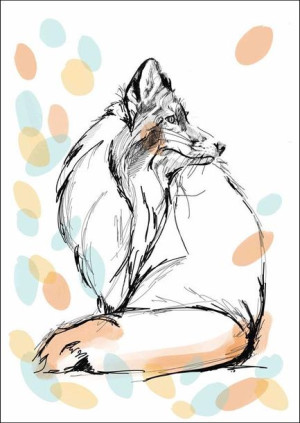 Pastelowy lis - plakat 59,4x84,1 cm