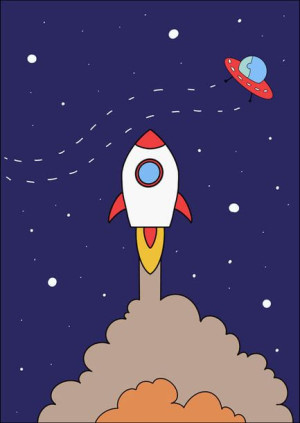 Lot w kosmos - plakat 50x70 cm