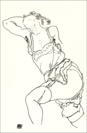 Reclining Model in Chemise and Stockings, Egon Sch