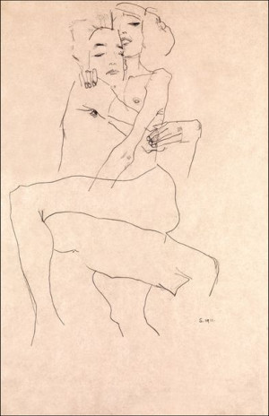 Couple Embracing, Egon Schiele - plakat 20x30 cm