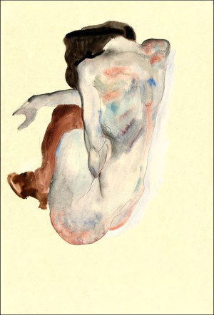 Crouching Nude in Shoes and Black Stockings, Back