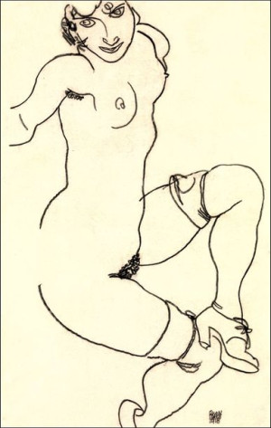 Seated Nude in Shoes and Stockings, Egon Schiele -