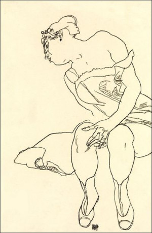 Seated Woman in Corset and Boots, Egon Schiele - p