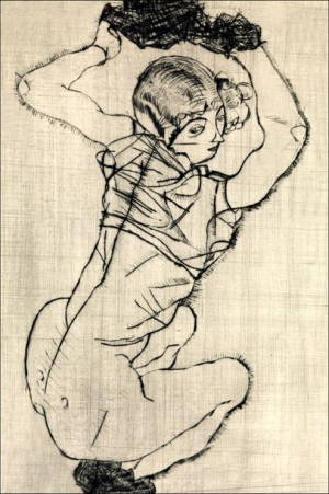 Squatting Woman, Egon Schiele - plakat 30x40 cm