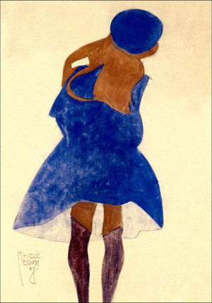 Standing Girl, Back View, Egon Schiele - plakat 70