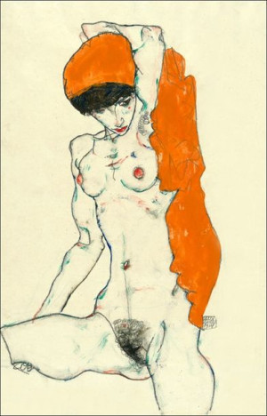 Standing Nude with Orange Drapery (recto)  Study o