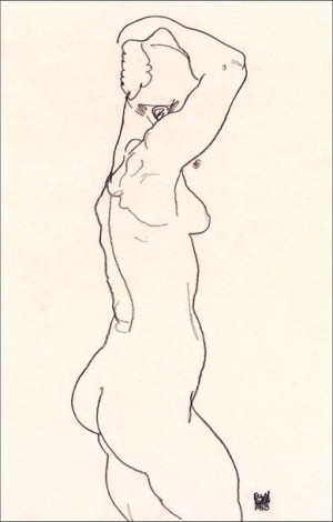 Standing Nude, Facing Right, Egon Schiele - plakat