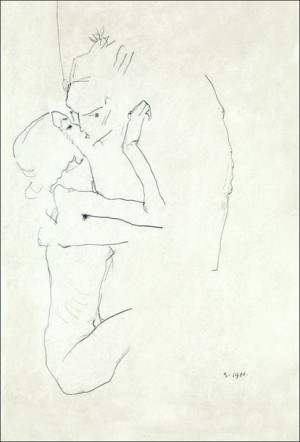 The Kiss, Egon Schiele - plakat 50x70 cm