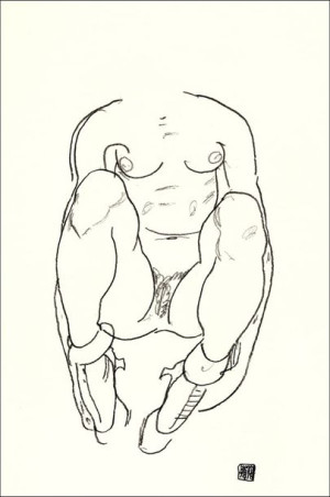 Torso of a Seated Woman with Boots, Egon Schiele -
