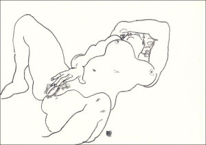 Reclining Nude, Egon Schiele - plakat 80x60 cm