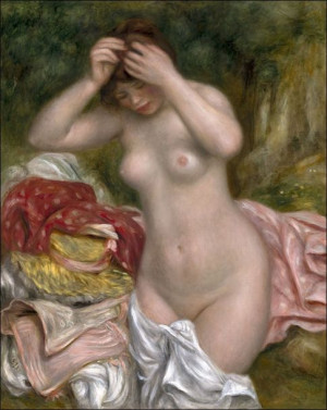 Bather Arranging Her Hair, Auguste Renoir - plakat