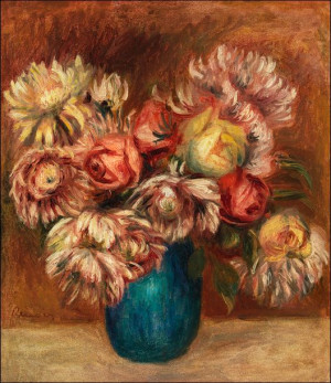 Flowers in a Green Vase, Pierre-Auguste Renoir - p