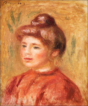 Bust of Woman in Red, Pierre-Auguste Renoir - plak