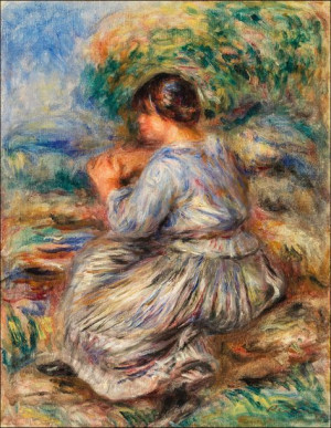 Girl Seated in a Landscape, Pierre-Auguste Renoir