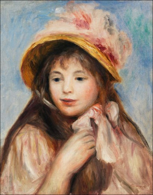 Girl with Pink Bonnet, Pierre-Auguste Renoir - pla