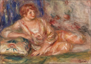 Andrée in Pink, Reclining, Pierre-Auguste Renoir -