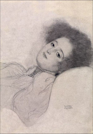 Portrait of a Young Woman Reclining, Gustav Klimt