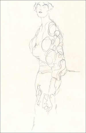 Standing Woman, Gustav Klimt - plakat 59,4x84,1 cm